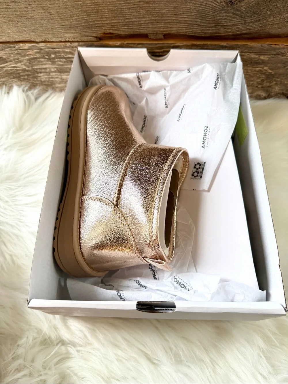 SONOMA | Girl’s Fur Lined Gold Ankle Boot